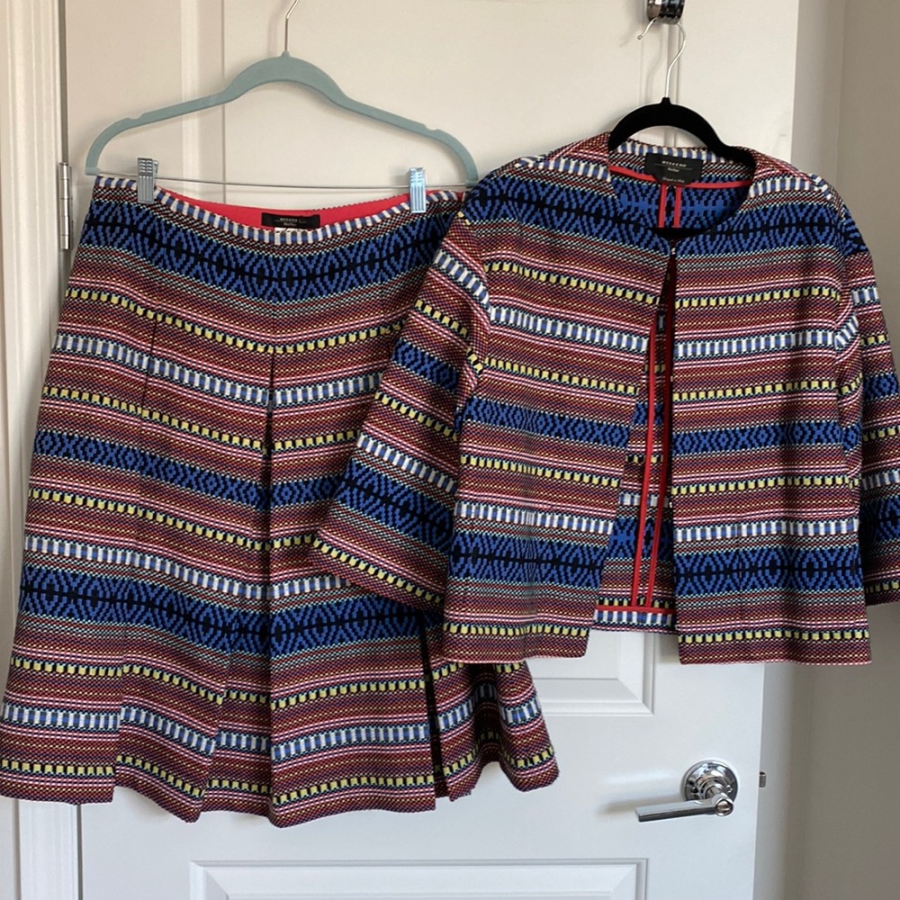 Weekend Max Mara Suit - Patterned/Multi-colored Basketweave Jacket and Skirt